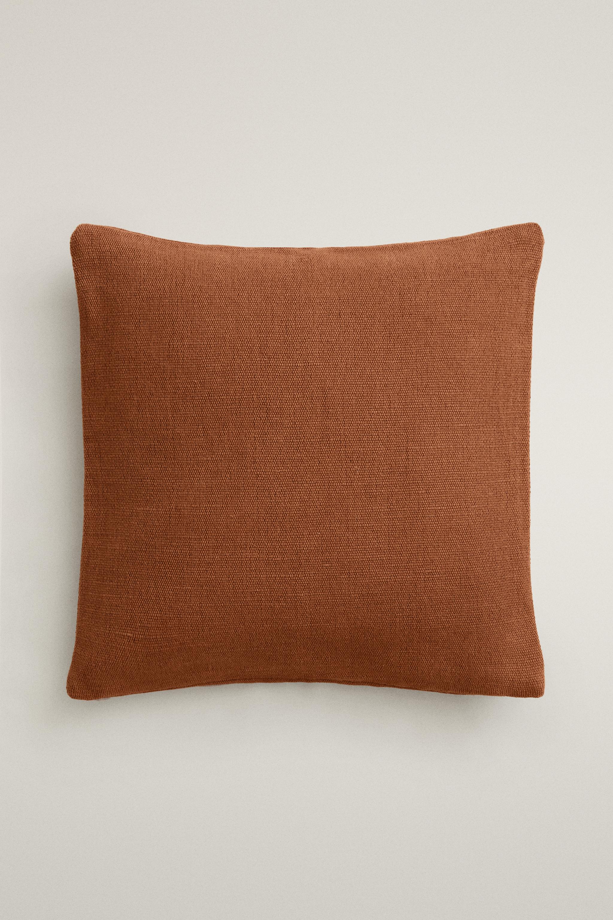 JUTE AND COTTON THROW PILLOW COVER