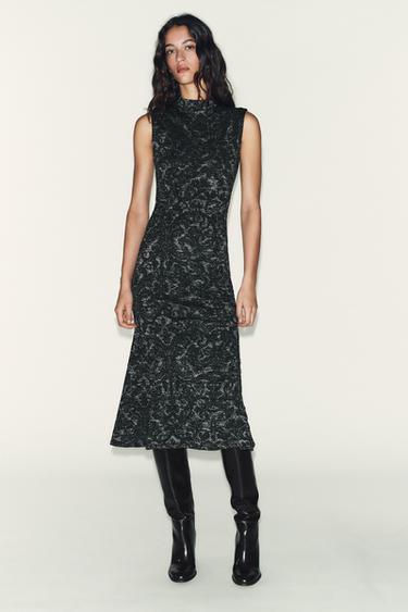 VESTIT JACQUARD DE FIL METAL·LITZAT - Negre / Plata de Zara
