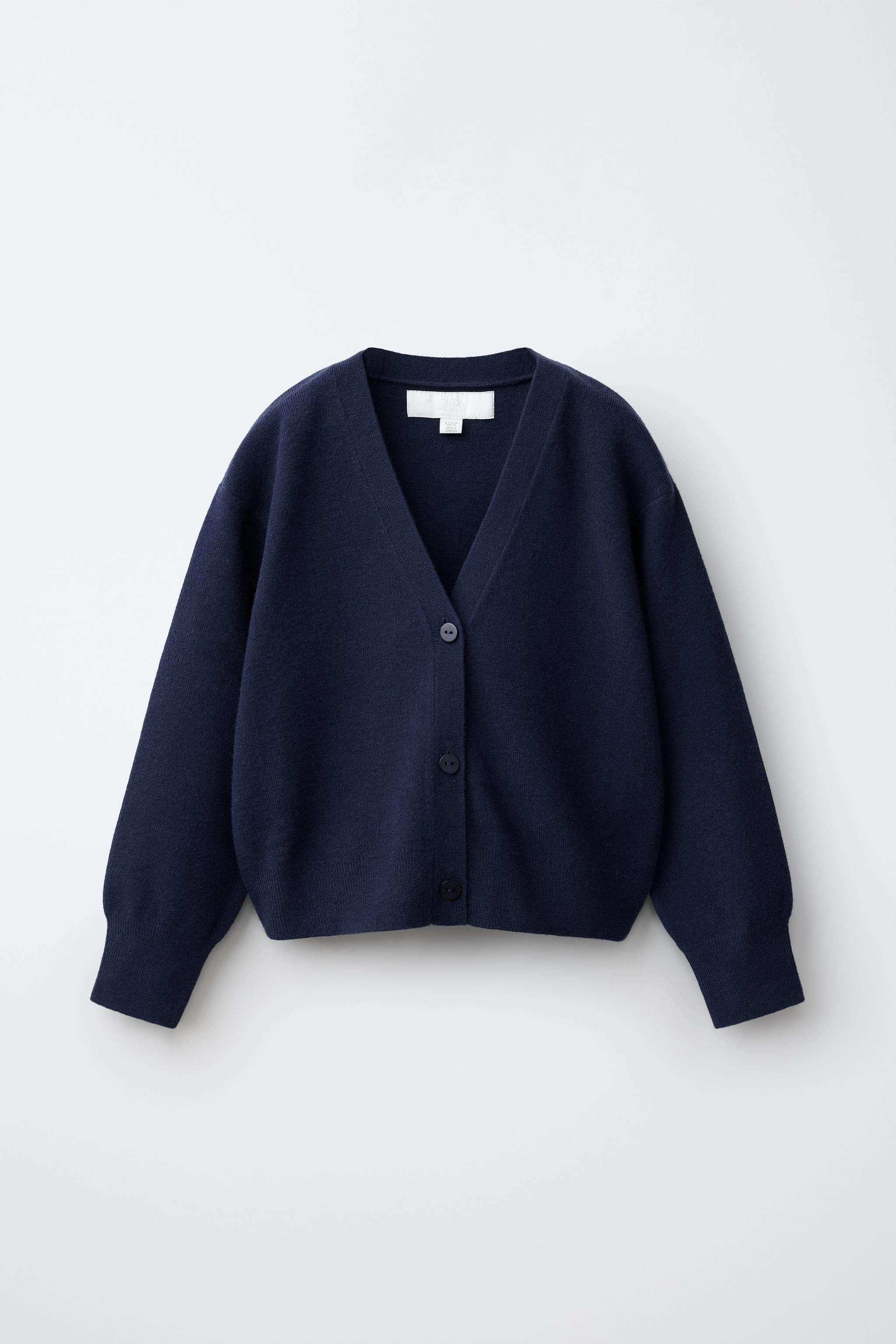 ニット/セーター ZARA - hand knit cardigan  didot nugu bisou V-NECK CARDIGAN - Blue | ZARA United States