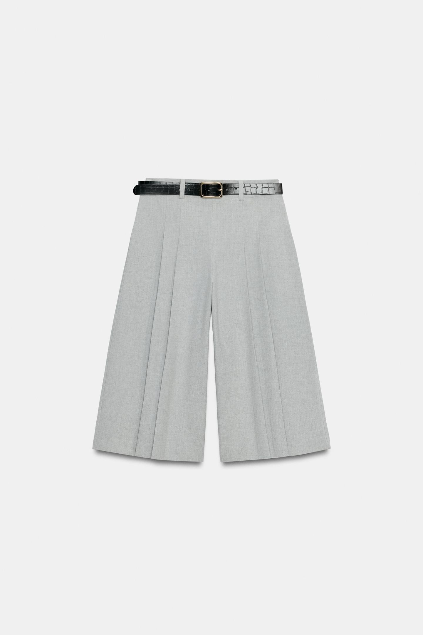 Женские шорты Zara Belted Long Bermuda, цвет: Серый — фото 7