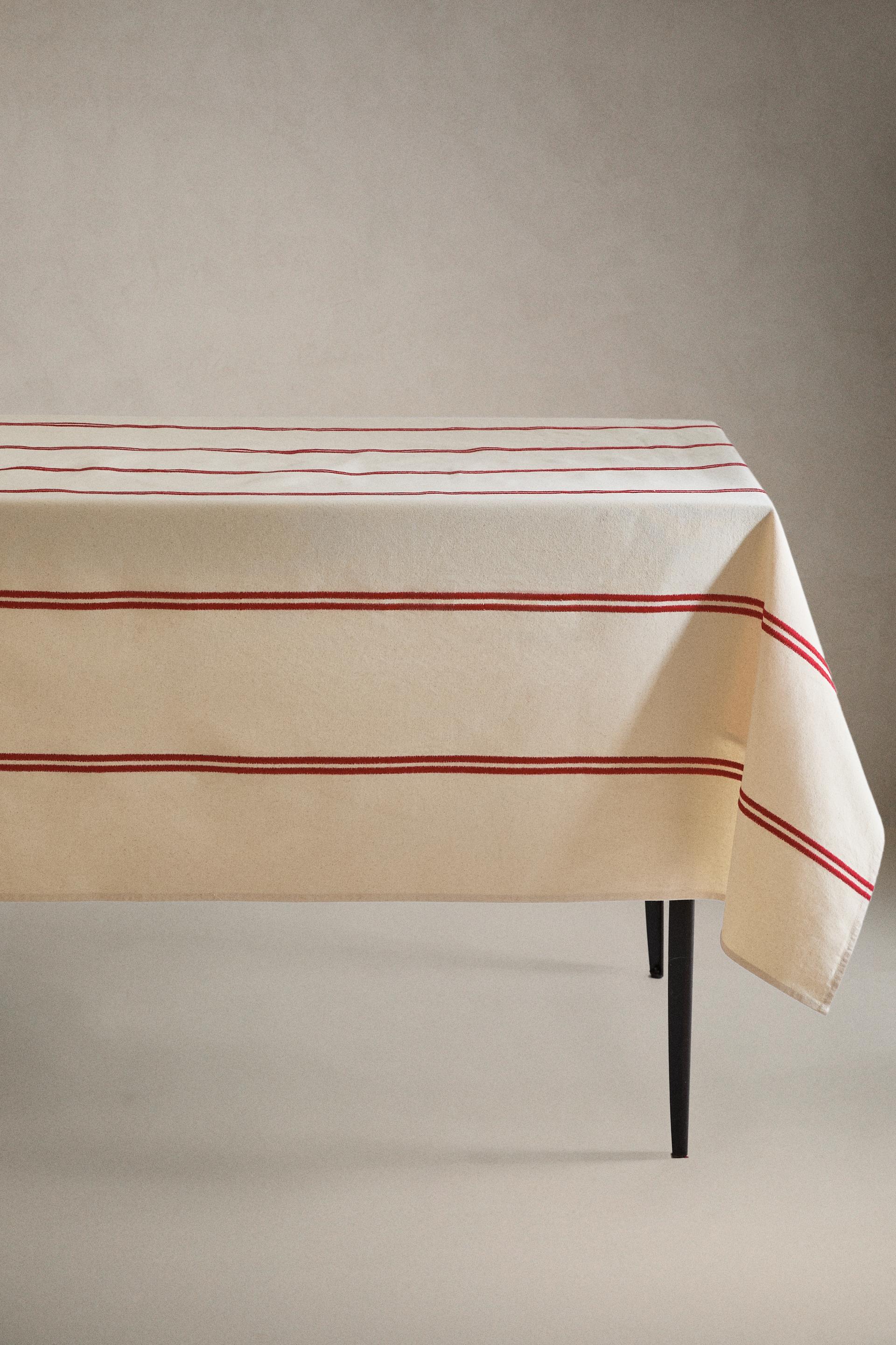 Double Embroidered Striped Tablecloth (Smaller Size)