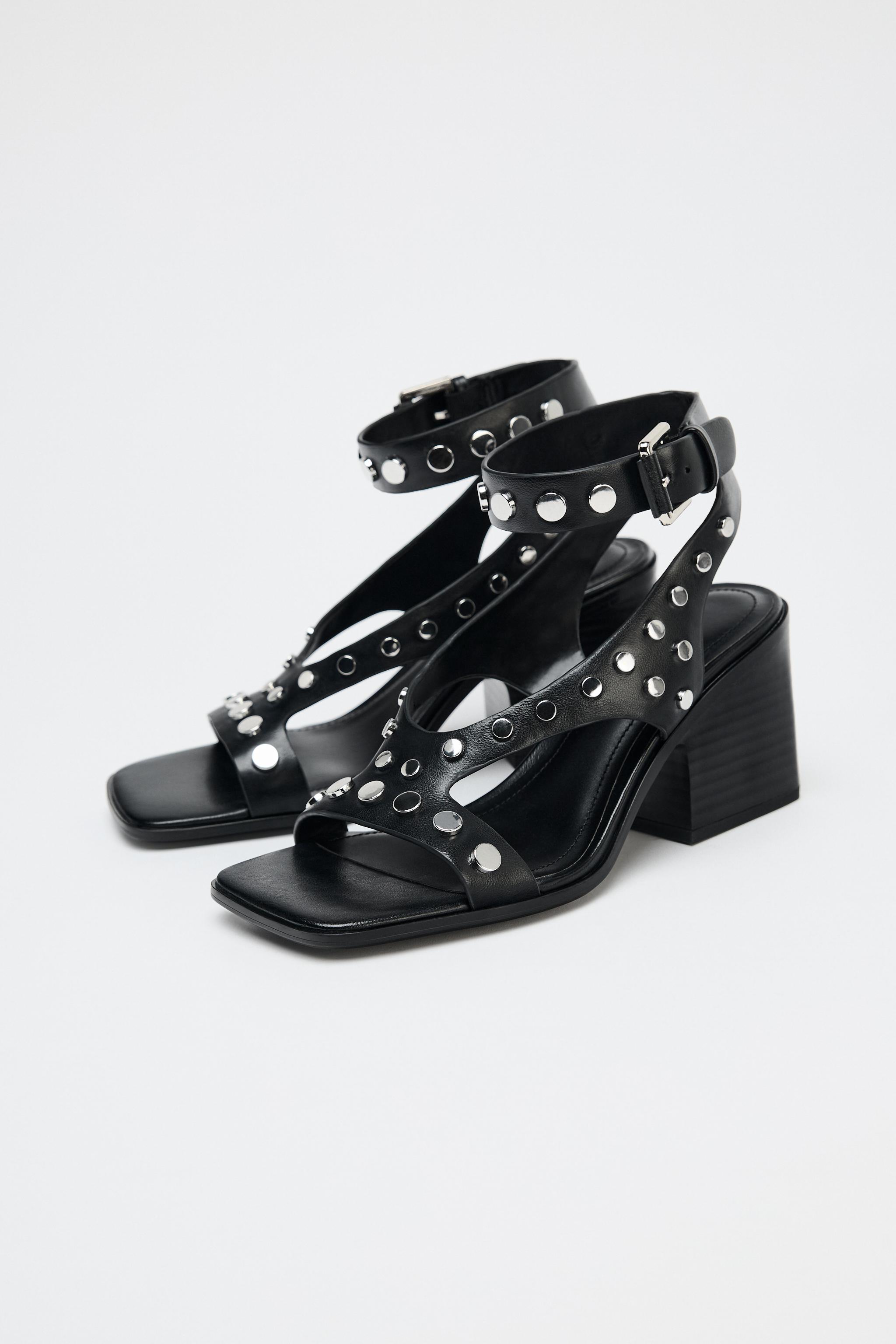HIGH-HEEL STUDDED SANDALS