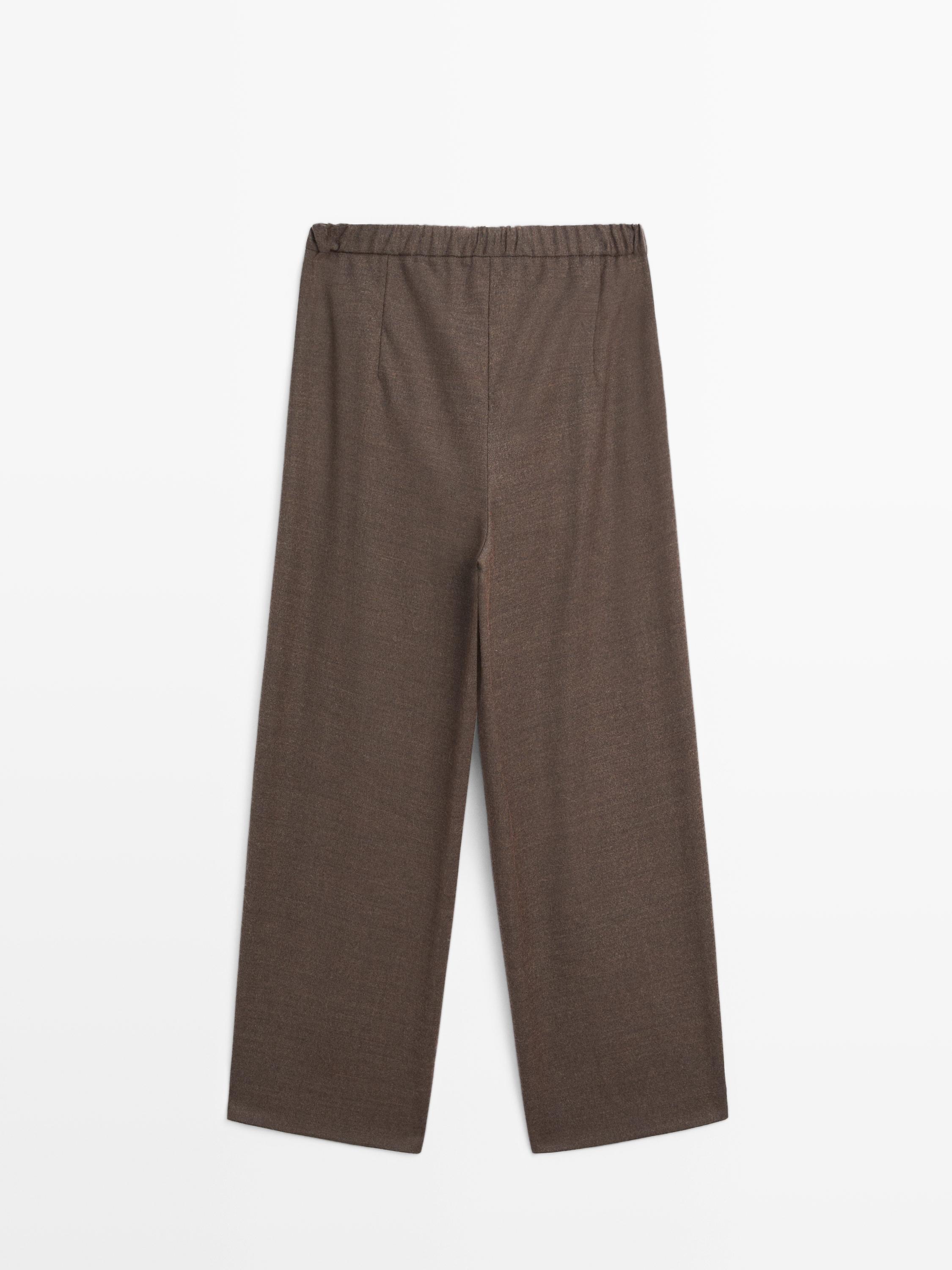 Barrel fit wool blend trousers