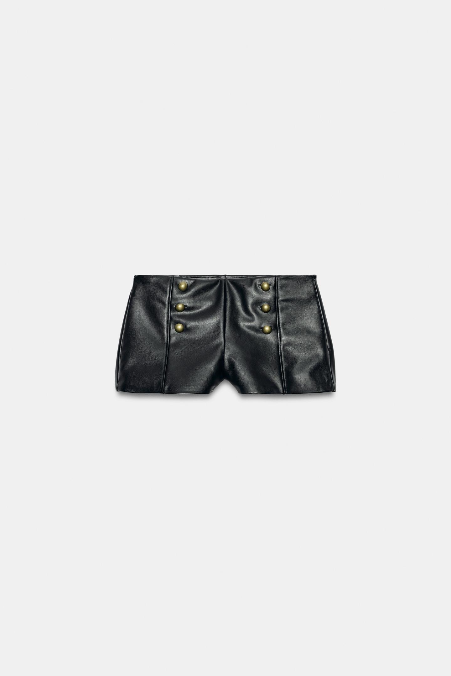 Женские шорты Zara Twill Button Mini, цвет: Чёрный — фото 6