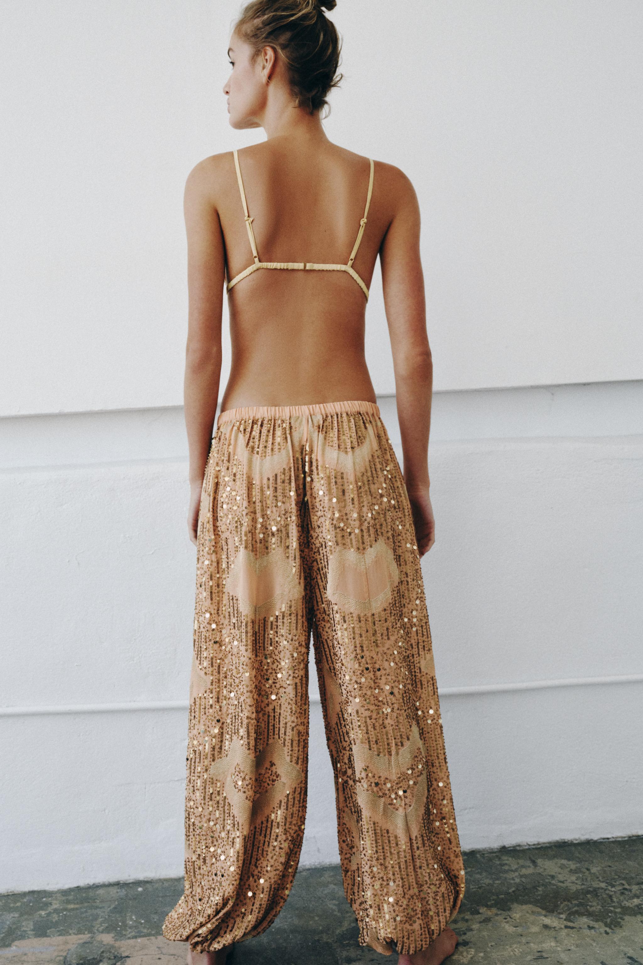 BEADED AND SEQUIN BALLOON PANTS
