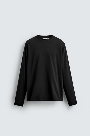 CAMISETA MANGA LARGA COSTURA - Negro de Zara