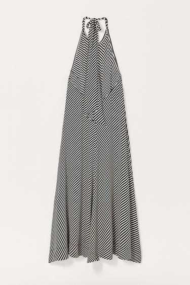 LIMITED EDITION STRIPED HALTER DRESS - Ecru / Black by Zara - Image 6