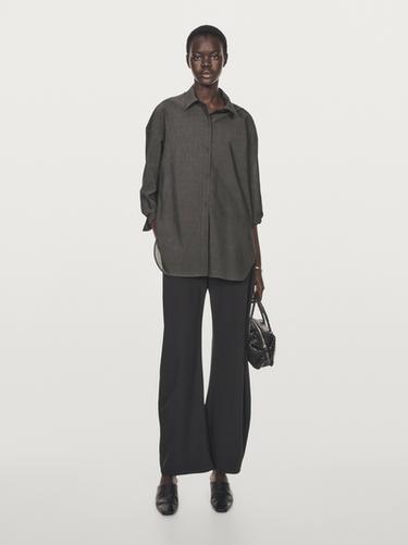 Zara Oversize cotton blend shirt - Anthracite grey