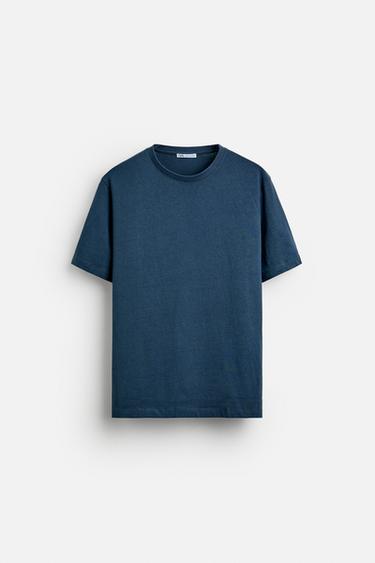 T-SHIRT BASIQUE À POIDS NORMAL - Bleu de Zara