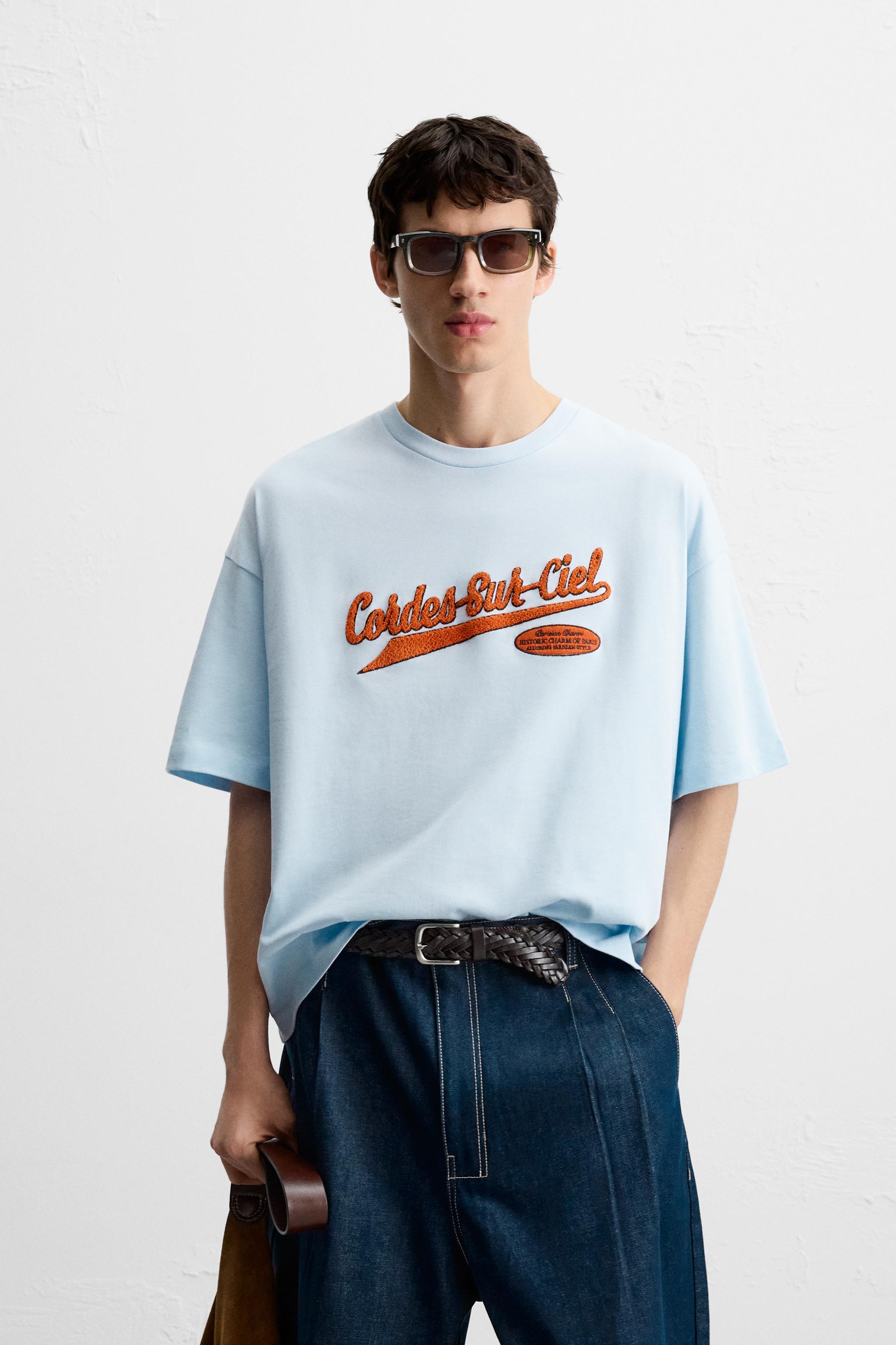ZARA【NEW】TOWELLING PATCH T-SHIRT TOWELLING PATCH T-SHIRT - Sky blue | ZARA Singapore