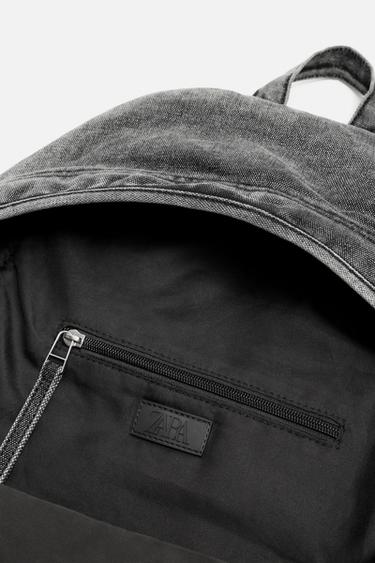 WASHED-EFFECT DENIM BACKPACK - Black by Zara - Image 3