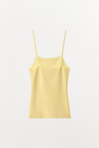 RIBBED KNIT STRAPPY TOP - Yellow by Zara - Image 4
