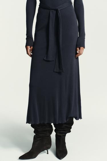 DOUBLE EFFECT DRESS WITH TIE BELT - Charcoal grey by Zara - Image 1