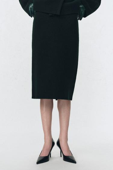 JUPE MIDI 100% LAINE SOSHIOTSUKI X ZARA - Vert bouteille foncé de Zara - Image 3