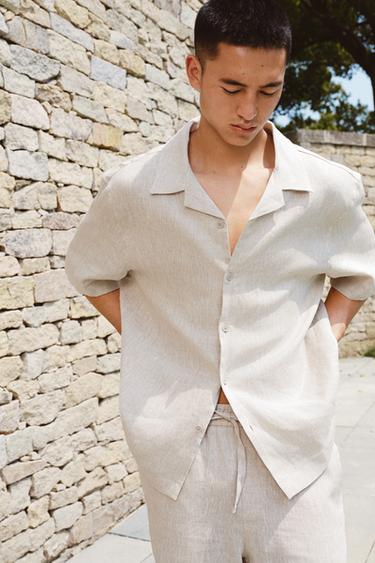 100% LINEN RELAXED FIT SHIRT - Light beige by Zara