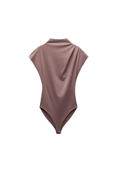 PLEATED HIGH NECK BODYSUIT