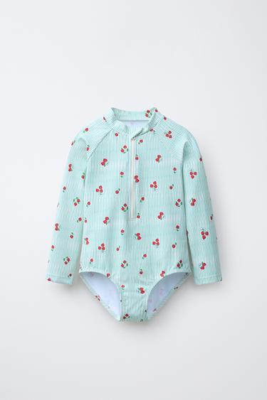 1-6 AÑOS/ MAILLOT BAÑO FRESAS Y RAYAS - Verde de Zara - Imagen 0