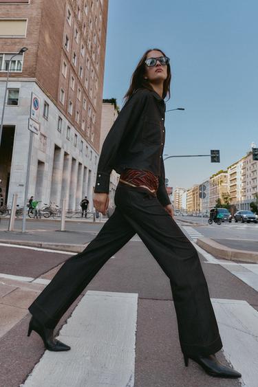 PANTALON NERVE SURPIQÛRES CONTRASTE - Noir de Zara - Image 2