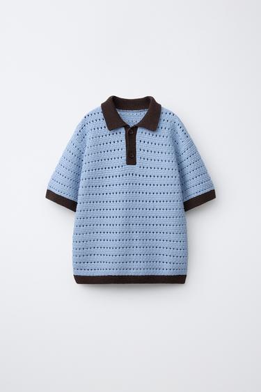 ПОЛО КРЮЧОК — ПАСТЕЛЬНО-СИНИЙ от Zara