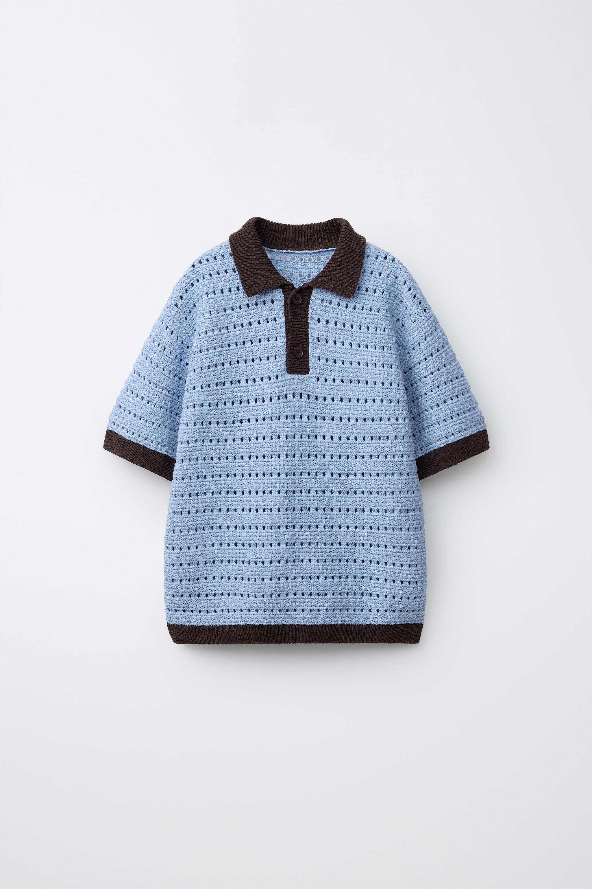 CROCHET KNIT POLO SHIRT
