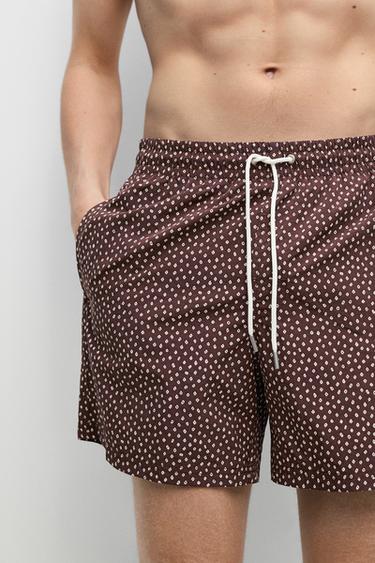 Zara Polka dot print swimming trunks - Burgundy - Image 0