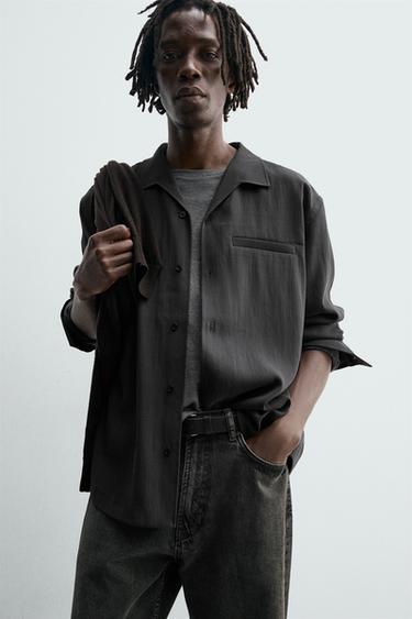 WASHED FLOWING SHIRT - Anthracite grey by Zara - Image 4