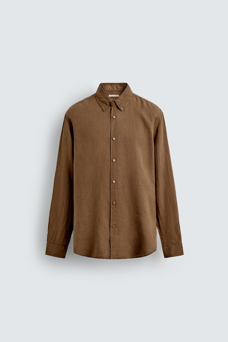 ZARA 100% LINEN REGULAR FIT SHIRT