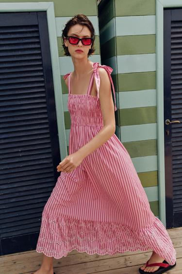 STRIPED MIDI DRESS WITH BOWS - Multicoloured by Zara