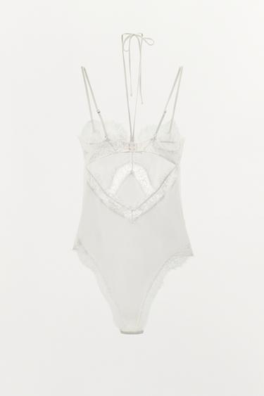 SILK LACE BODYSUIT - Light ecru by Zara - Image 5