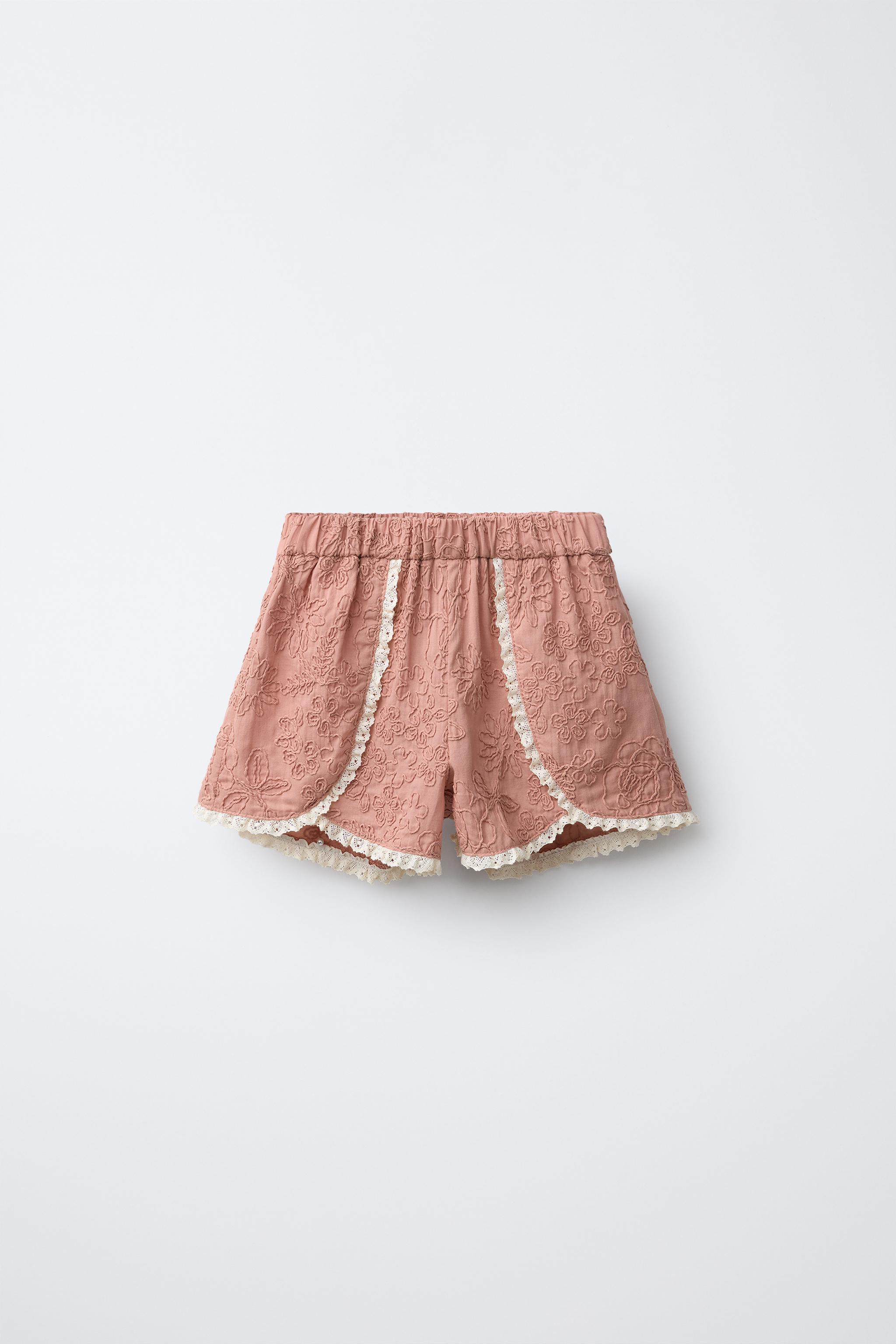 LACE EMBROIDERED FLORAL SHORTS - Clay | ZARA Canada