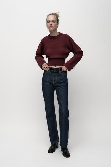 KNIT SWEATER WITH LOOSE-FIT SLEEVES - Burgundy by Zara - Image 0