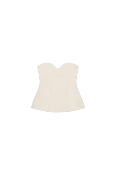 Zara SWEETHEART BANDEAU TOP - Ecru
