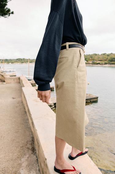 LONG BERMUDA SHORTS WITH BELT - camel by Zara - Image 3