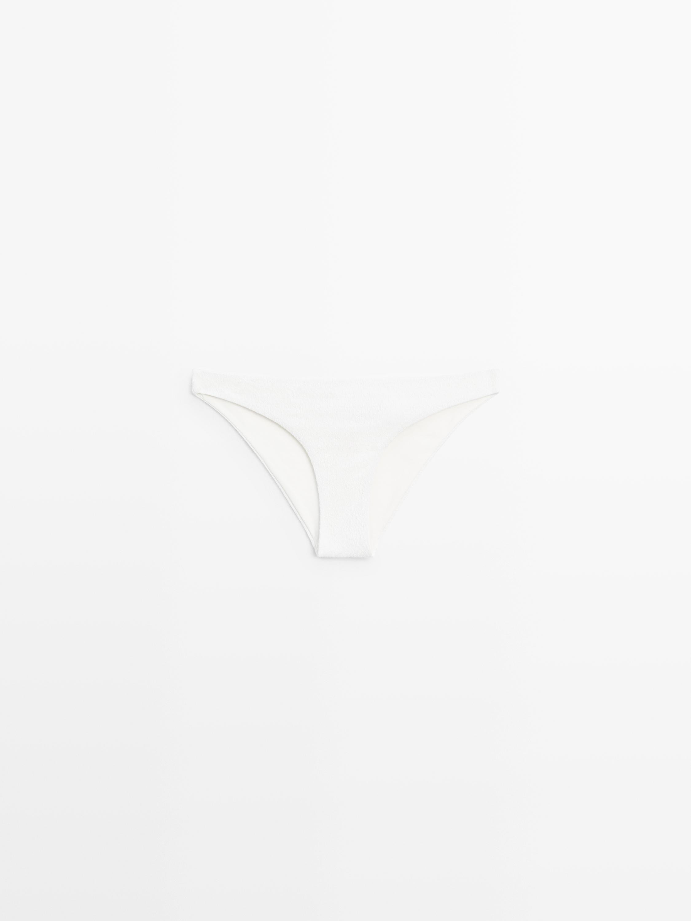 Textured bikini bottoms — Oyster-white