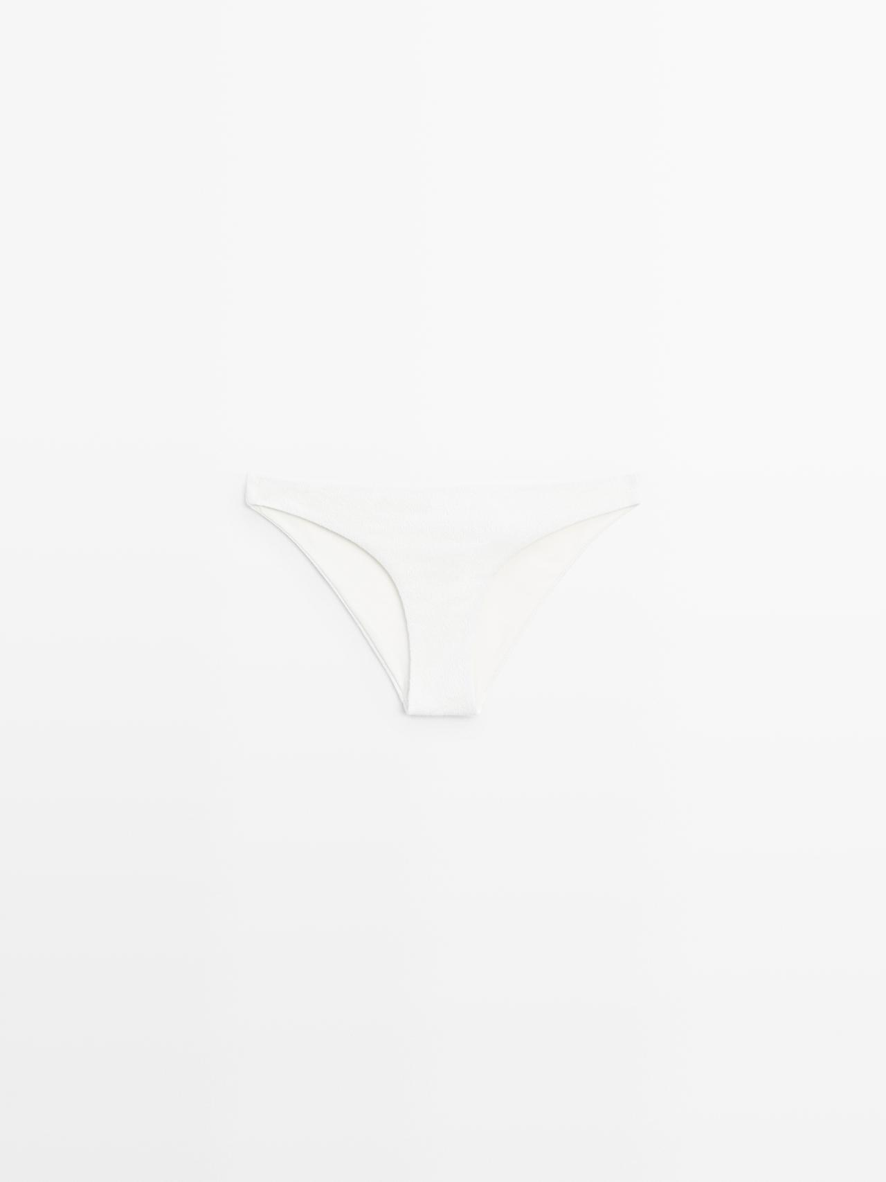 Textured bikini bottoms — Oyster-white
