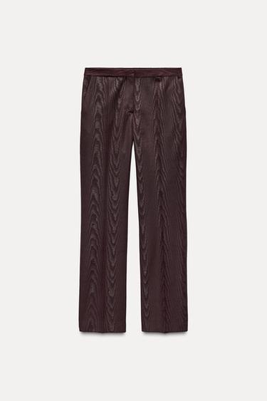 MOIRÉ TROUSERS ZW COLLECTION - Burgundy by Zara