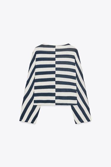TOP RAYÉ MANCHES CHAUVE-SOURIS - Bleu marine / Blanc de Zara - Image 7
