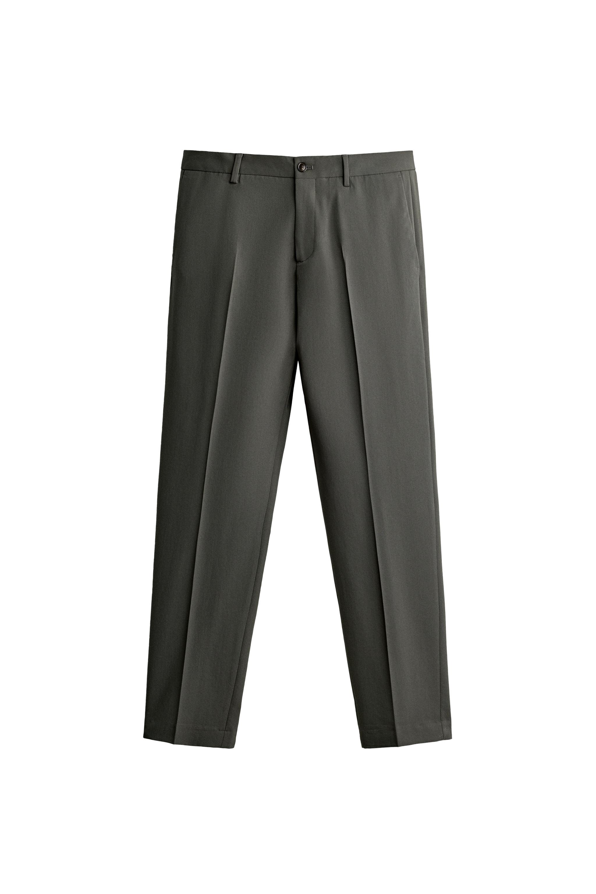 zara dress pants 100% LINEN SUIT - Blue / Gray RELAXED FIT PLEATED SUIT PANTS Zara - Stretch Suit Pants