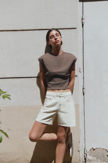 TEXTURED CORSETRY-INSPIRED TOP - Mink by Zara