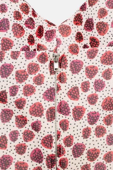 TOP HALTER IMPRIMÉ - Écru / Rouge de Zara - Image 7