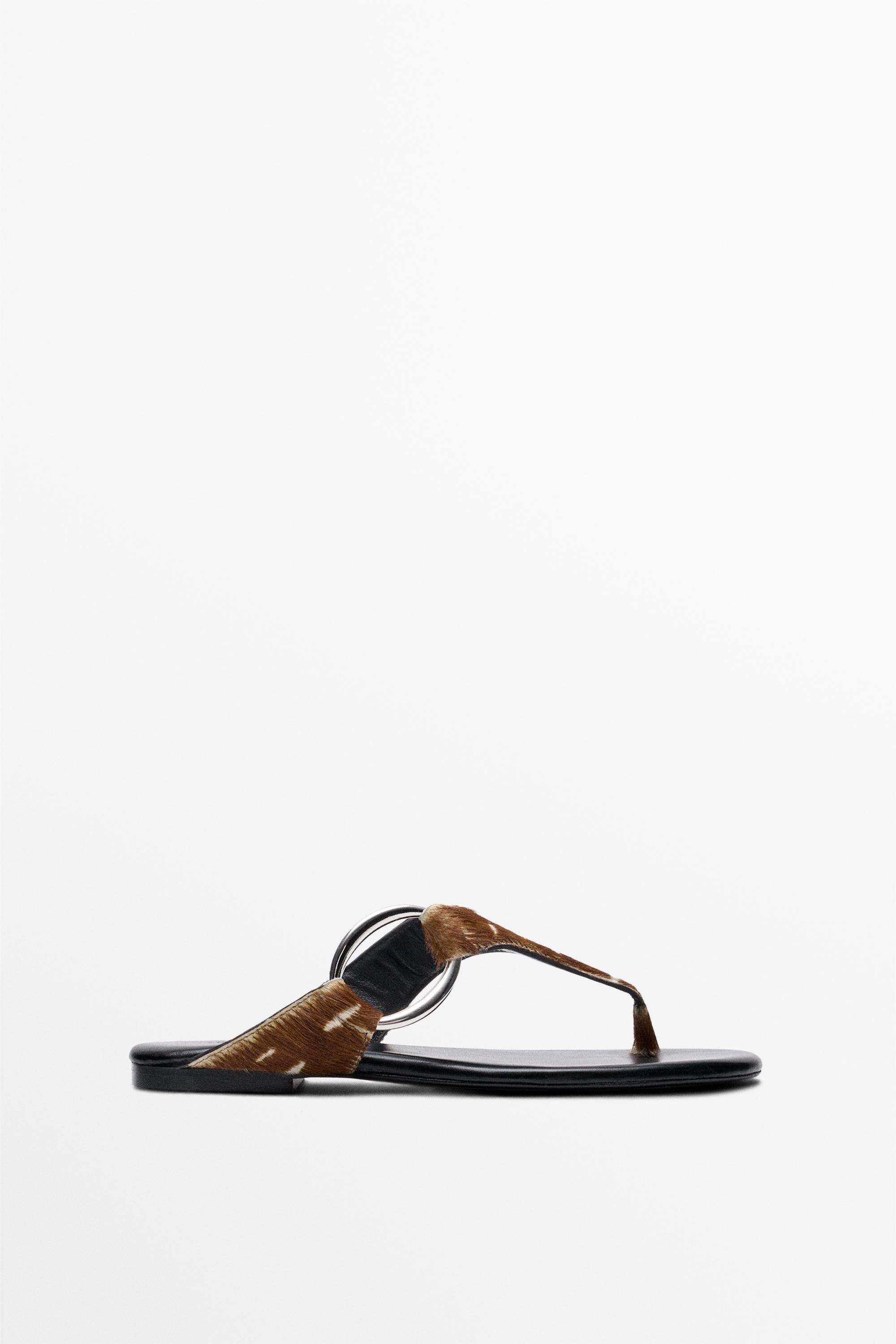 Printed flat slider sandals — Multi-color