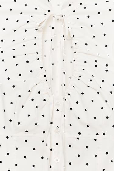 TOP EN POPELINE AVEC NŒUD - Écru / Noir de Zara - Image 6