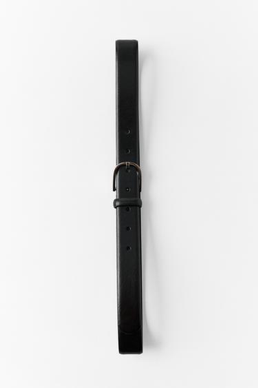 Zara OVAL BUCKLE LEATHER BELT - Black