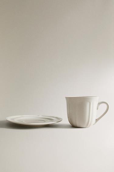 TASSE À THÉ AVEC SOUPCOUP AU PLATO PORCELAINE RELIEF - Blanc de Zara - Image 3