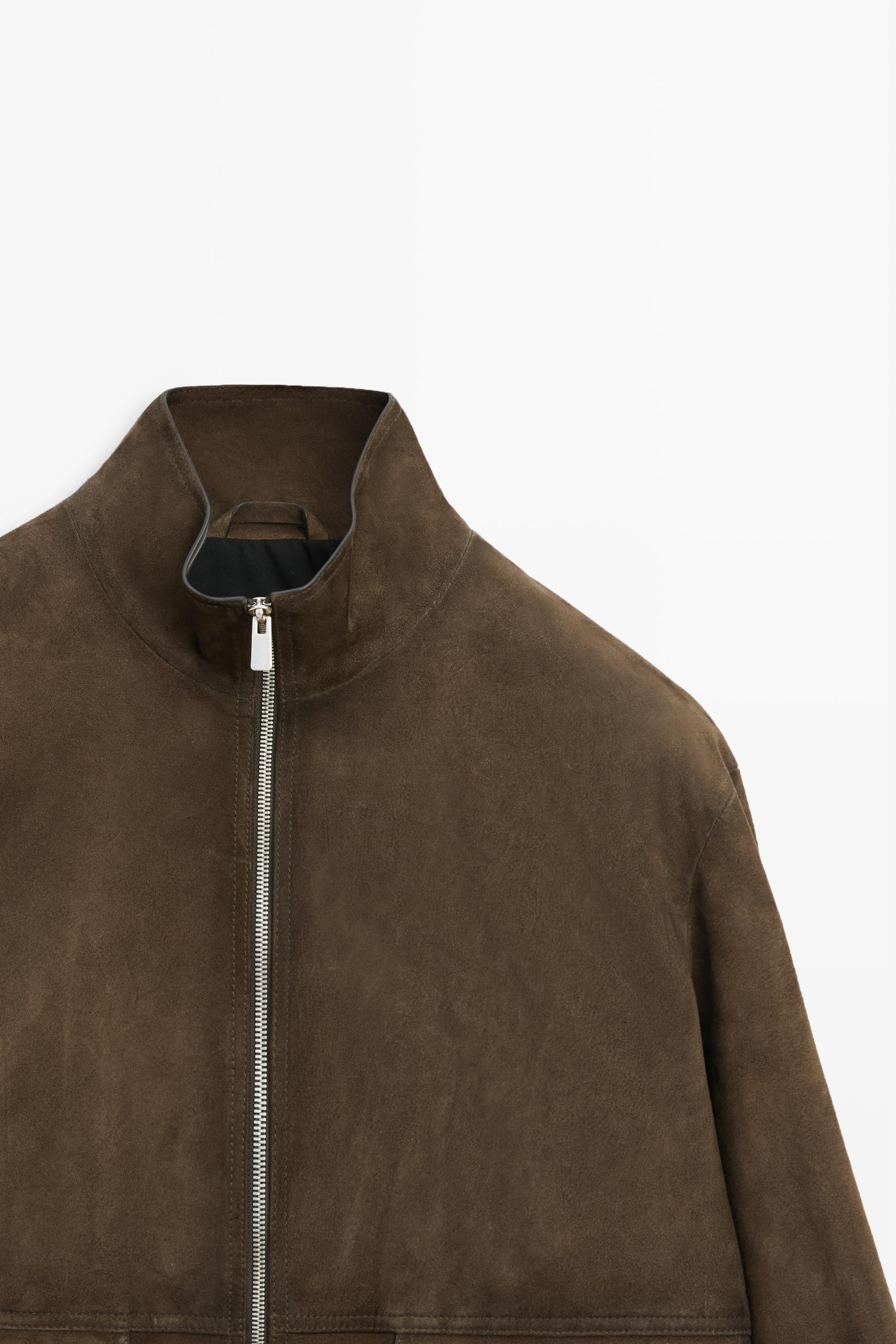 Blouson détail poches cuir et daim
