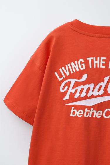 SLOGAN PRINT T-SHIRT - Red by Zara - Image 3