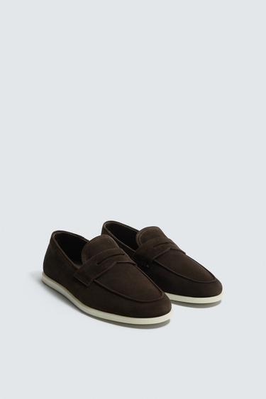 CASUAL LEATHER LOAFERS - Brown by Zara