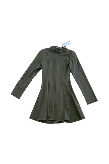 NWT ZARA GOLDEN BUTTON SHOULDER SHORT DRESS KHAKI