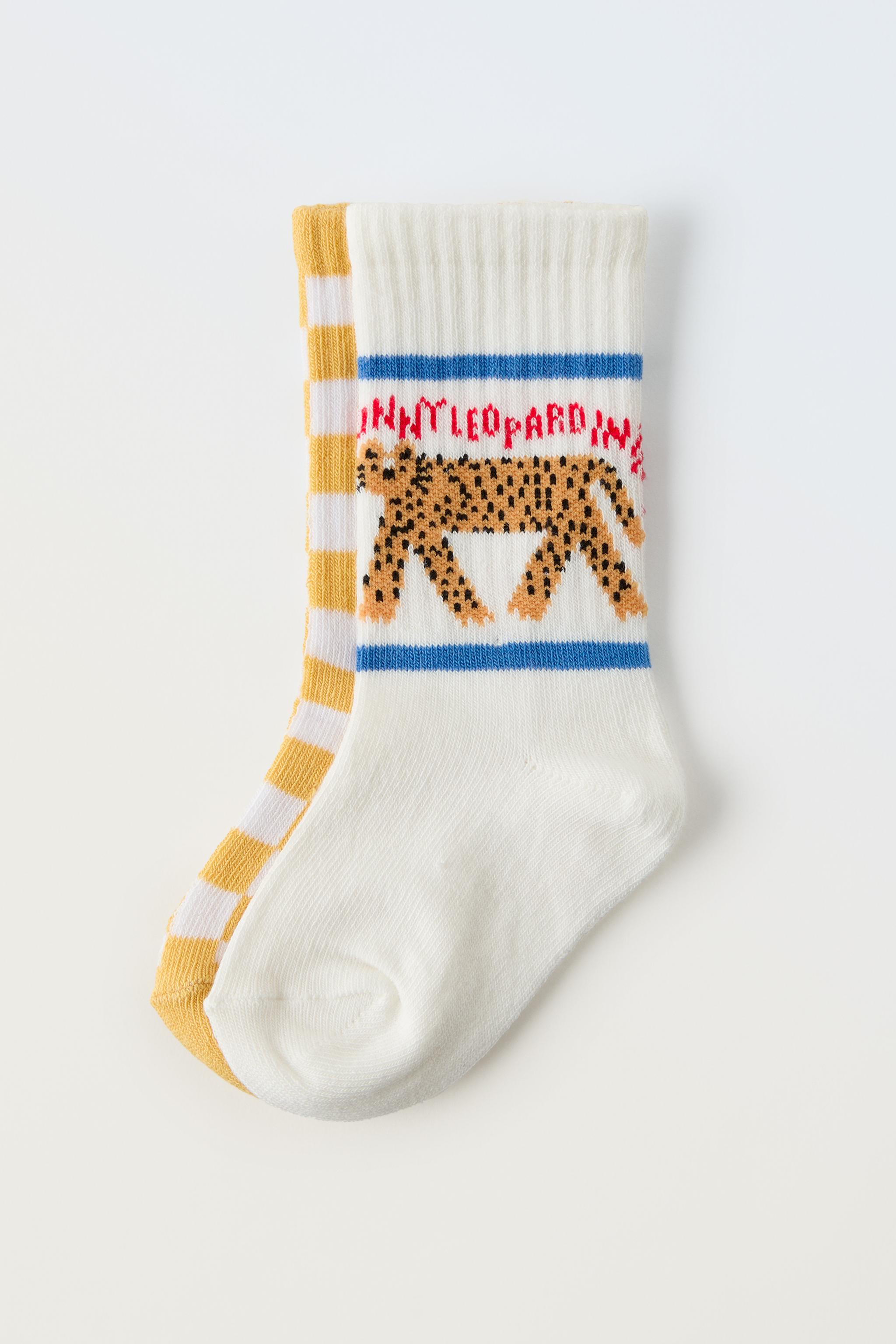 TWO-PACK OF CHECKERED AND LEOPARD SOCKS - White | ZARA United States