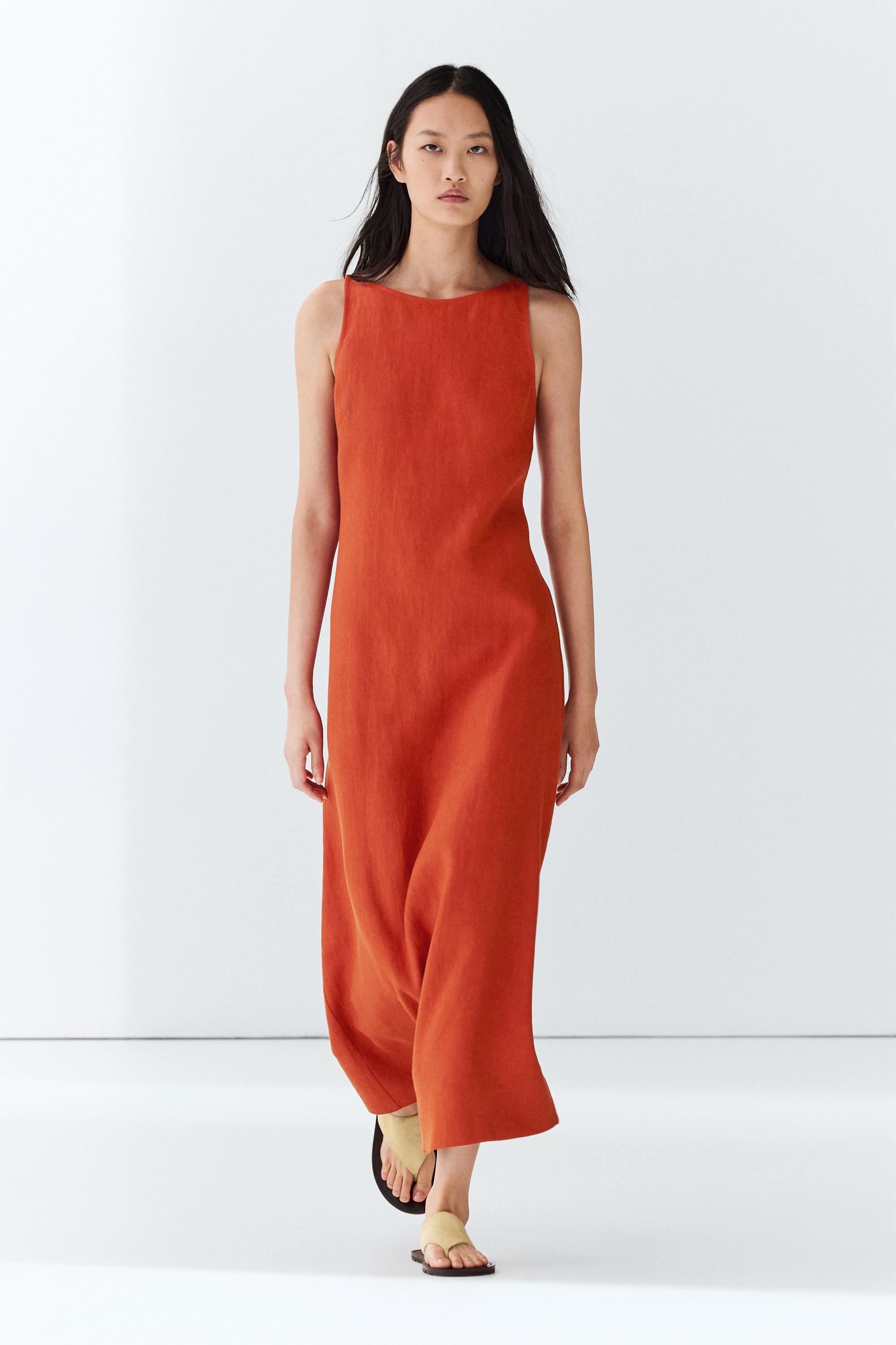 100% linen halter dress — Oranges